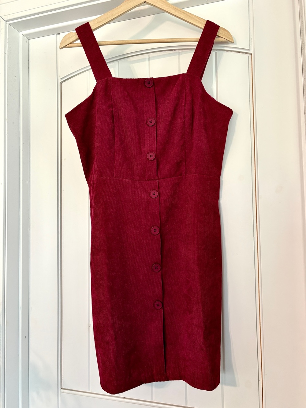 Burgundy Corduroy Jumper Dress
